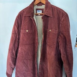 Vintage-Inspired Corduroy Sherpa Lined Jacket - Rust